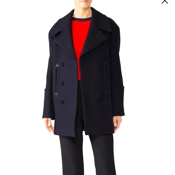 Victoria Victoria Beckman oversized double breasted coat navy 8 - Picture 1 of 11